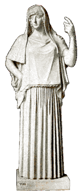 A statue of Hestia, dithered