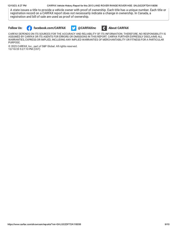 CARFAX Vehicle History Report for this 2013 LAND ROVER RANGE ROVER HSE_ SALGS2DF7DA118056-page-009