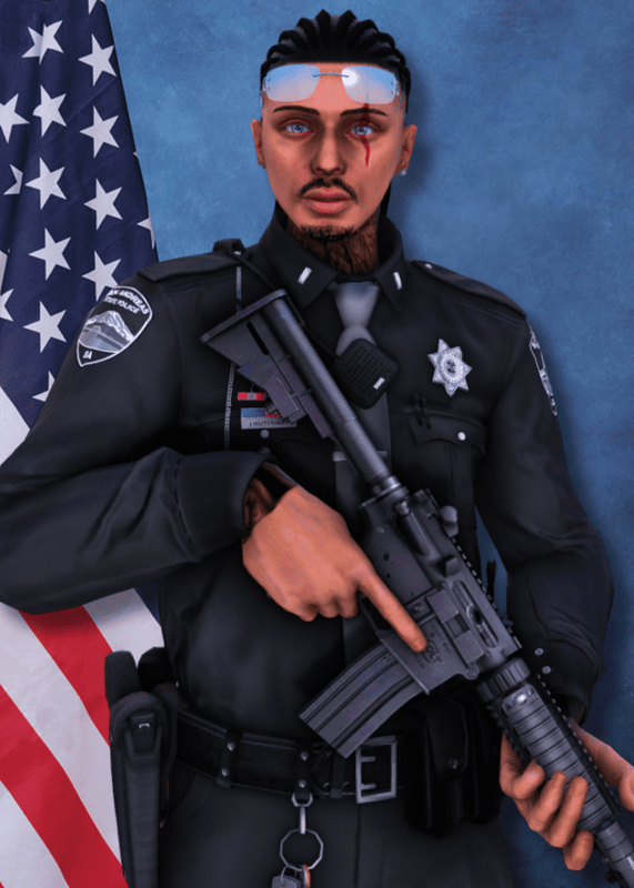 Portrait de mon personnage en uniforme sur Flashfa