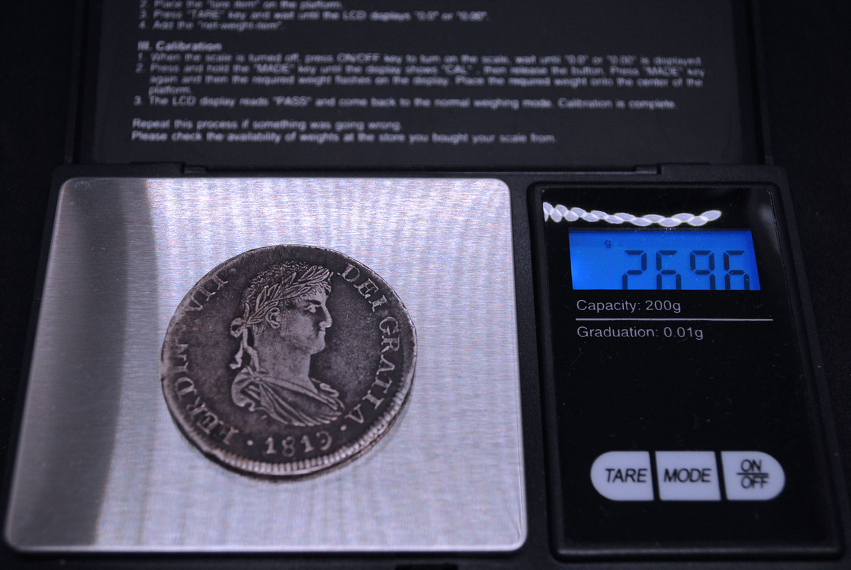 8 Reales 1819. Fernando VII. Zacatecas AG 8-R-1819-Zacatecas-AG-W