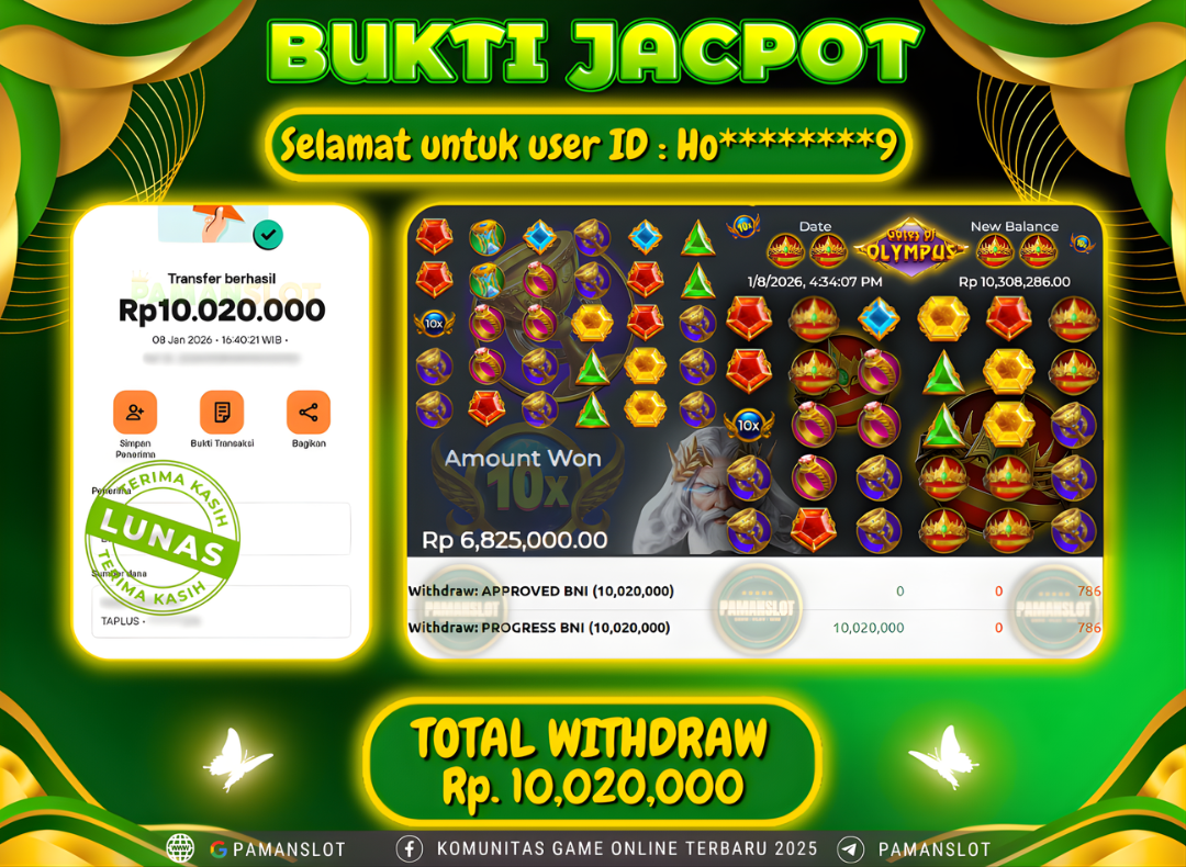 PAMANSLOT JACKPOT Game Gates of Olympus Rp.10,020,000- LUNAS