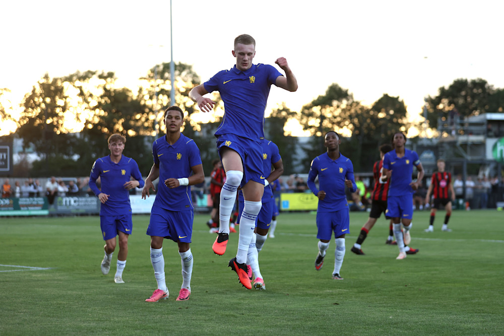 Watson celebrating his Cobham Next Gen debut goal