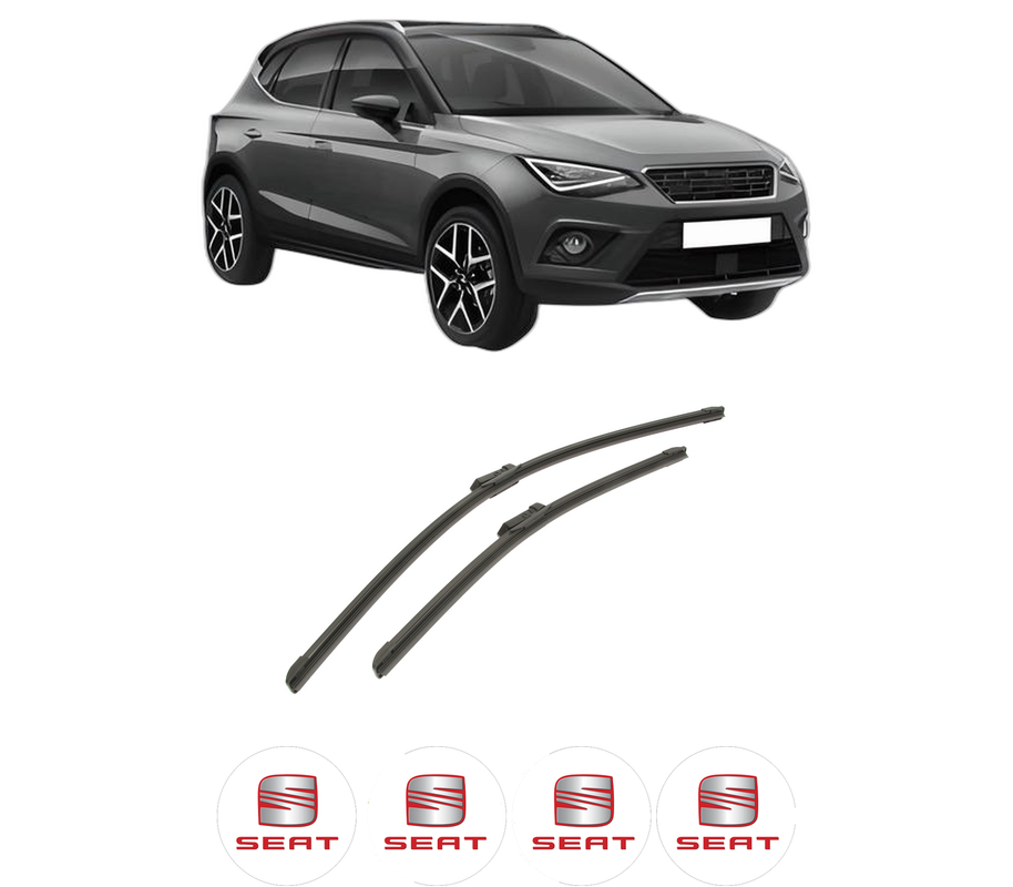 Set stergatoare auto SEAT ARONA (KJ7, KJP) din 2017-2020, pentru parbriz auto, 2 bucati, Bosch Aerotwin, din cauciuc siliconat rezistent, 4 Stickere Auto SEAT