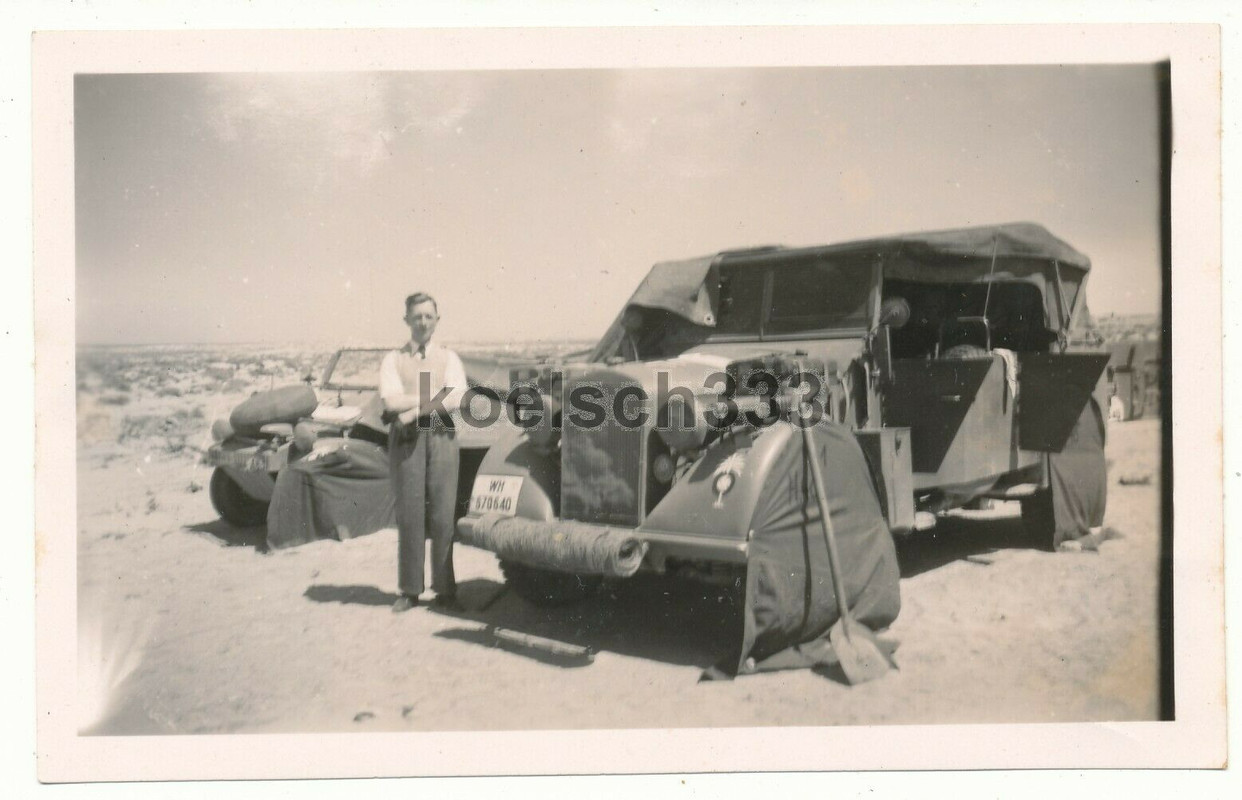 Foto Afrika Korps Einheits PKW VW Kübelwagen Ballonreifen Kfz TK