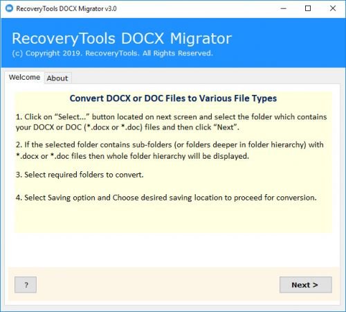 RecoveryTools DOCX Migrator 3.2