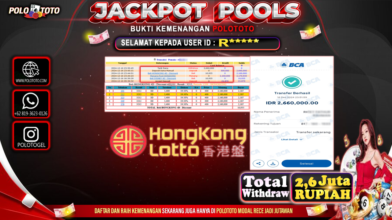 POLOTOTO JACKPOT TOGEL PASARAN HONGKONG Rp.2,660.000,-