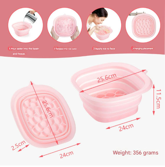 Black Collapsible Silicone Face Ice Basin | Portable Cold Therapy and Beauty Tool | Multi-Use Facial Spa