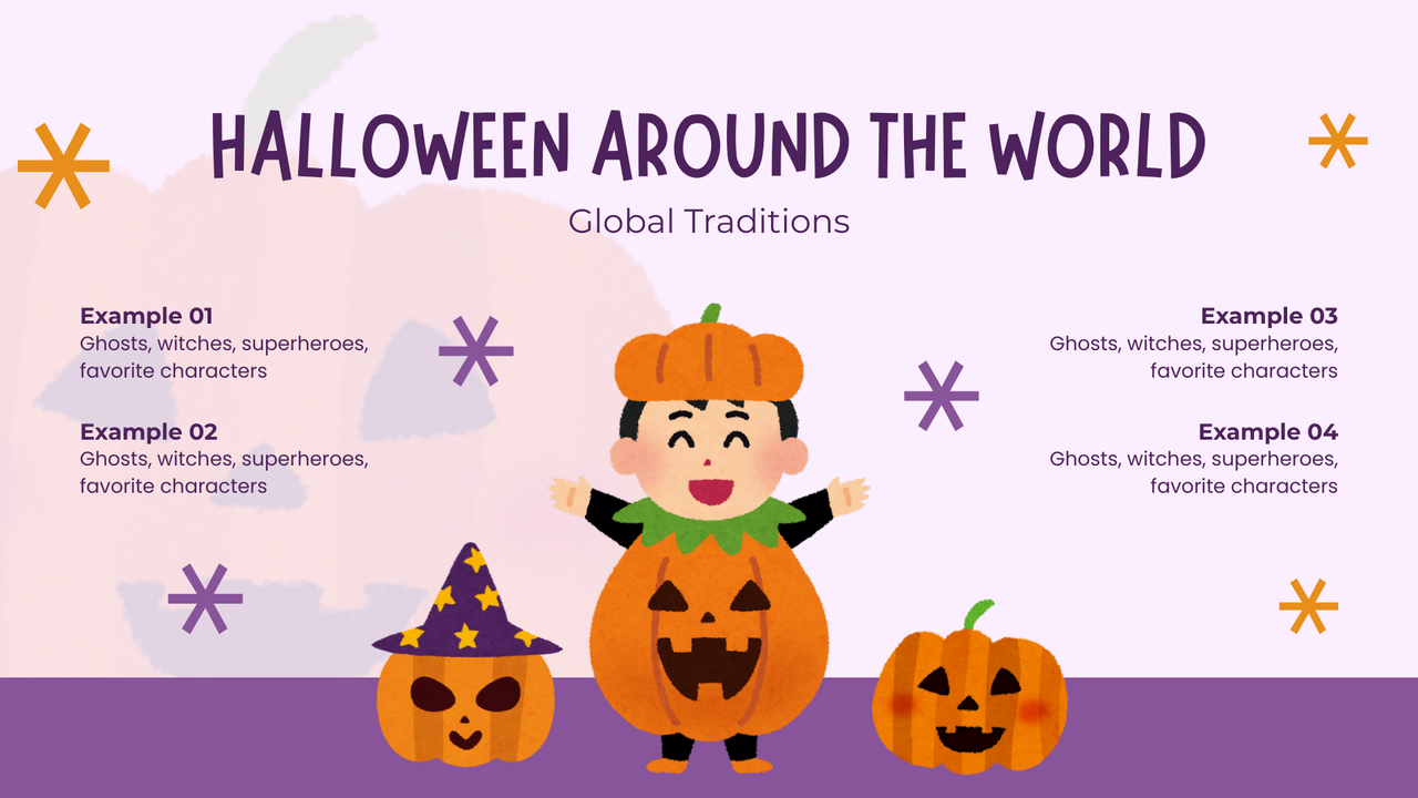 Purple and Orange Watercolor Happy Halloween Presentation