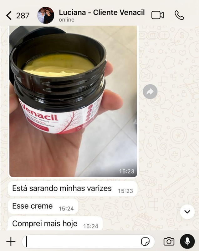 Print WhatsApp cliente creme para varizes