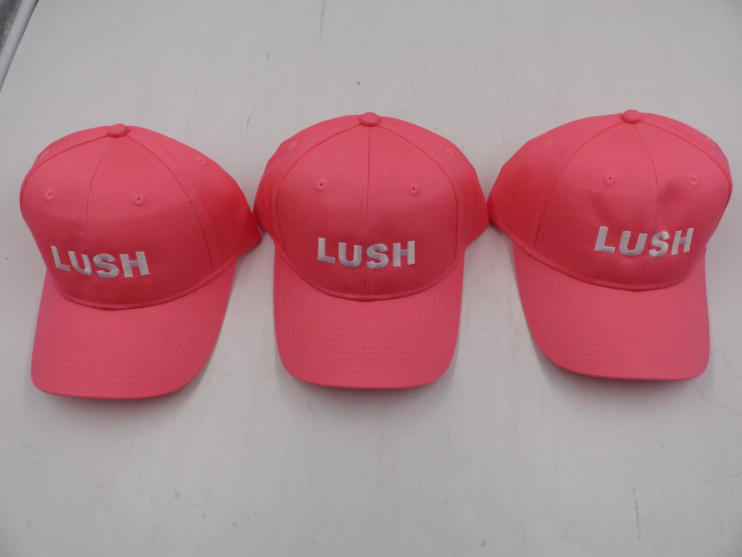 LOT OF 3 PORT & COMPANY CP80 SIX-PANEL TWILL CAPS W/ ADJUSTABLE STRAP NEON PINK