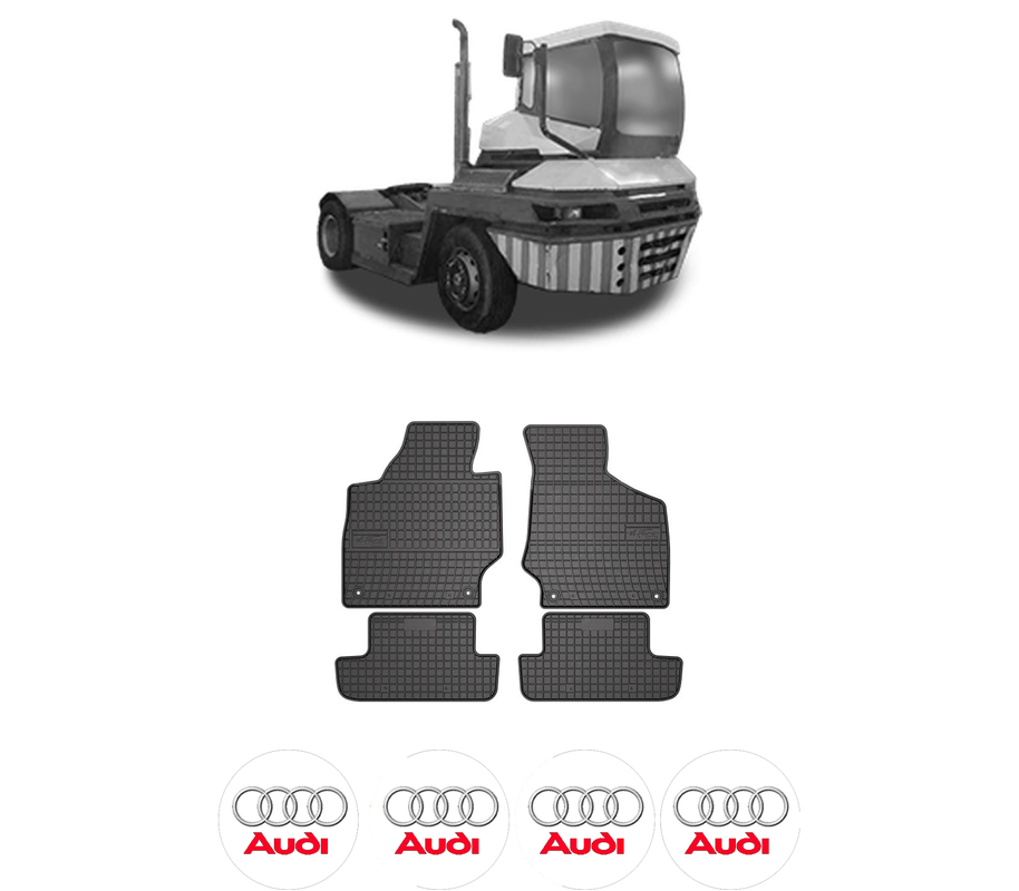 Set covorase presuri AUDI TT din 2006-2014, auto, din cauciuc thermoplastic, 4 Stickere auto cu AUDI