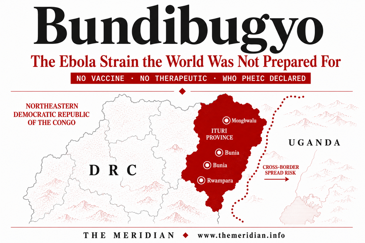 Bundibugyo virus Ebola DRC 2026 no vaccine outbreak Ituri Province The Meridian