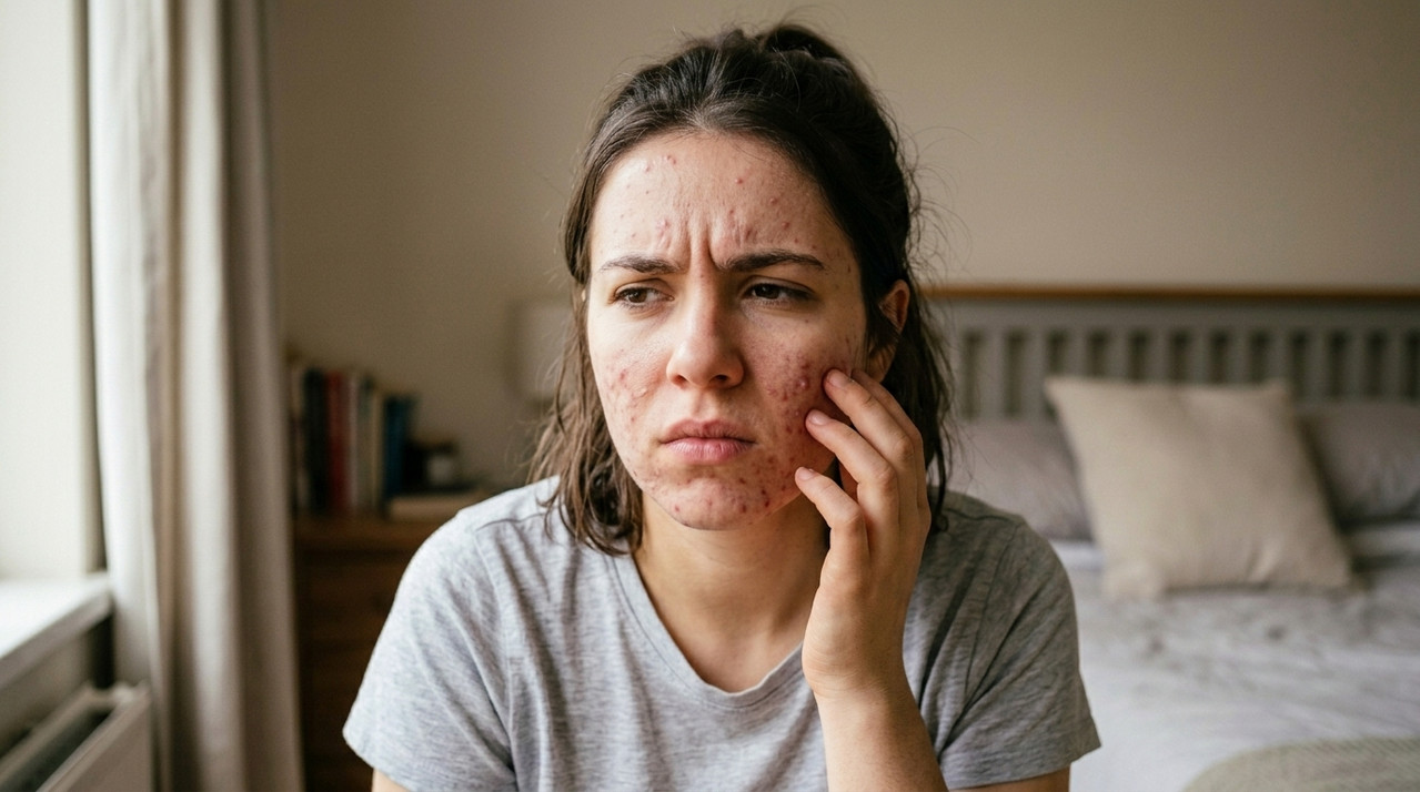 Diagram showing acne formation cycle
