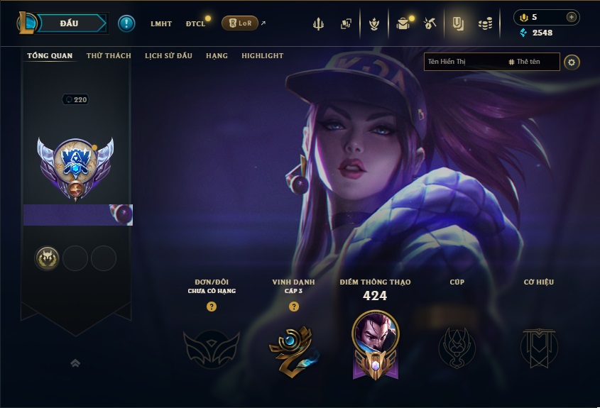 Acc LMHT # - Không Khung