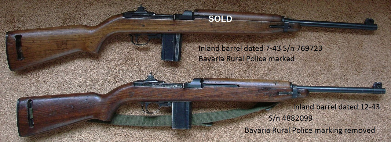 Two 1943 barrel dated Inland M1 carbines-Bavaria marked (2)
