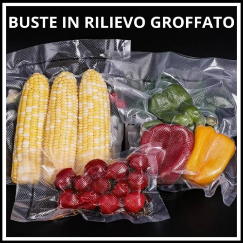 BUSTE SACCHETTI GROFFATE PER IL SOTTOVUOTO BUSTE PER MACCHINA SOTTOVUOTO PER ALIMENTI 100PZ ETICHETTE ADESIVE