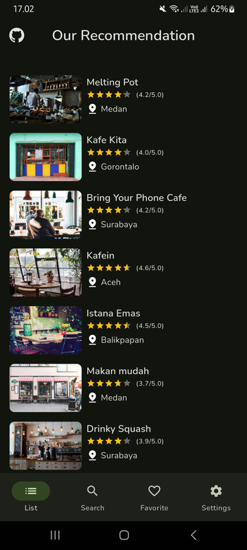 List Screen (Dark Mode)