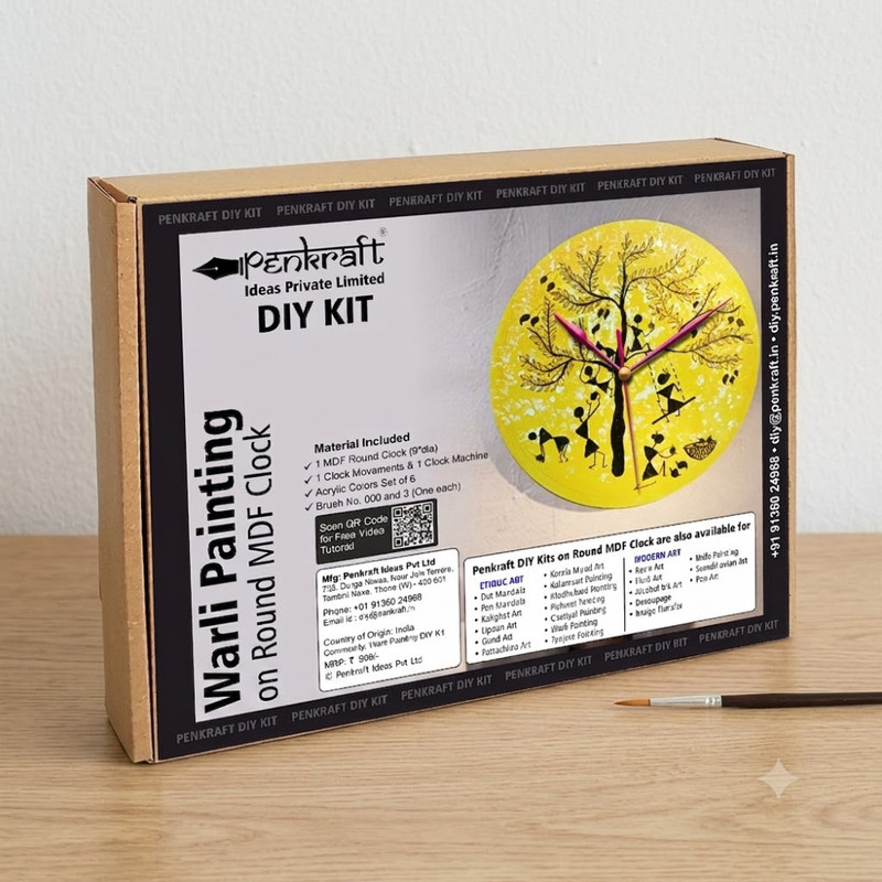Warli Painting on Round Clock DIY Kit