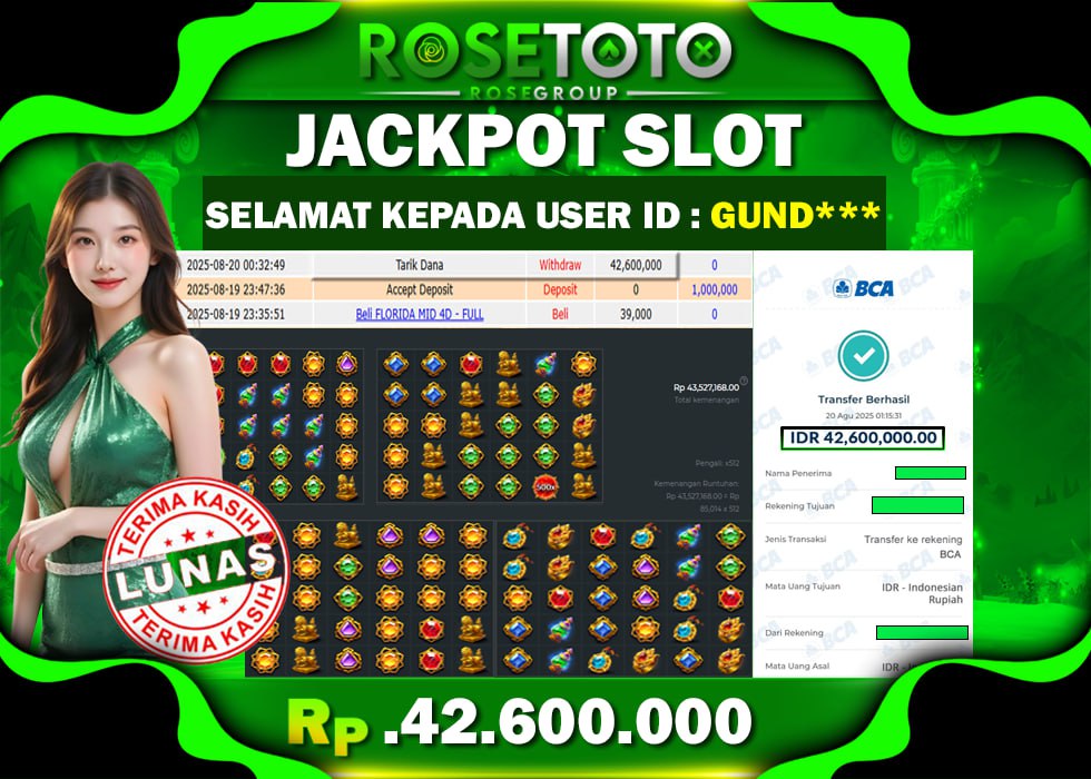 ROSETOTO JACKPOT SLOT Gates of Gatot Kaca Rp.42.600.000.,- LUNAS