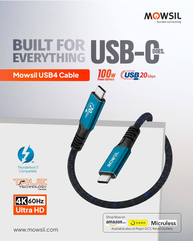 Mowsil USB4 Cable – High-Speed USB-C Performance