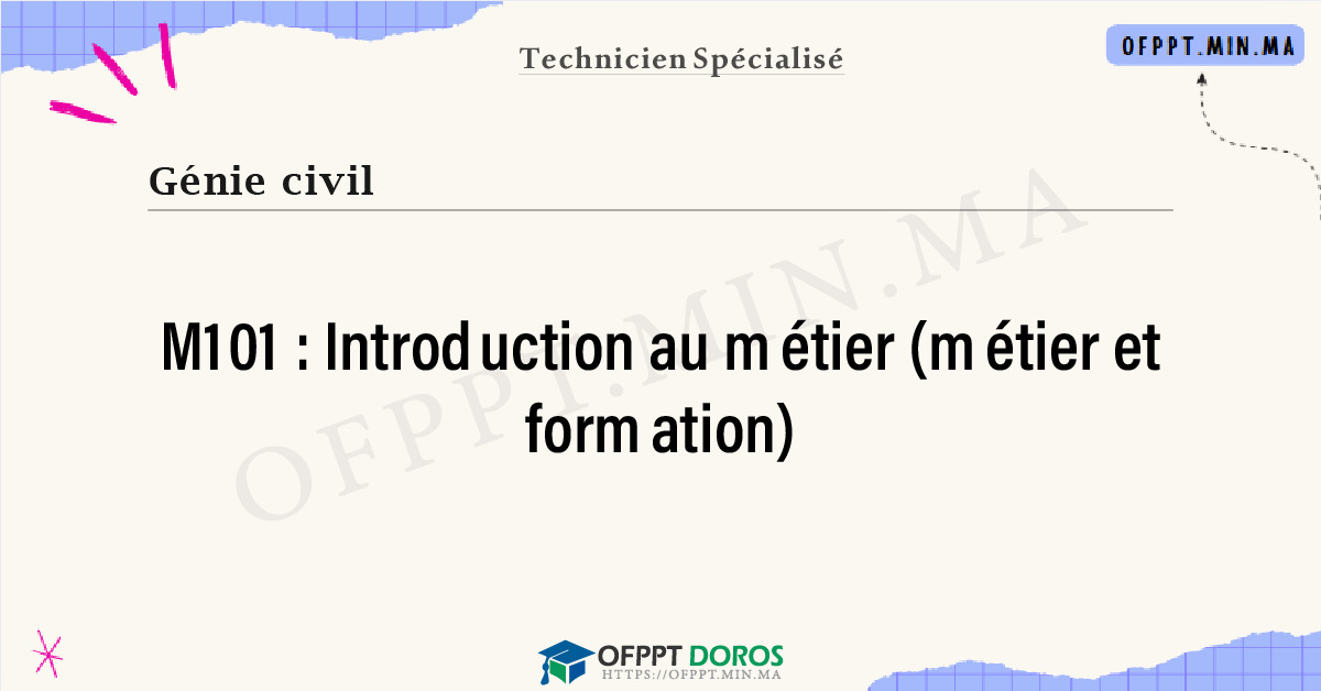 Sommaire détaillé du cours Introduction au métier (métier et formation) M101 OFPPT - Structure du module