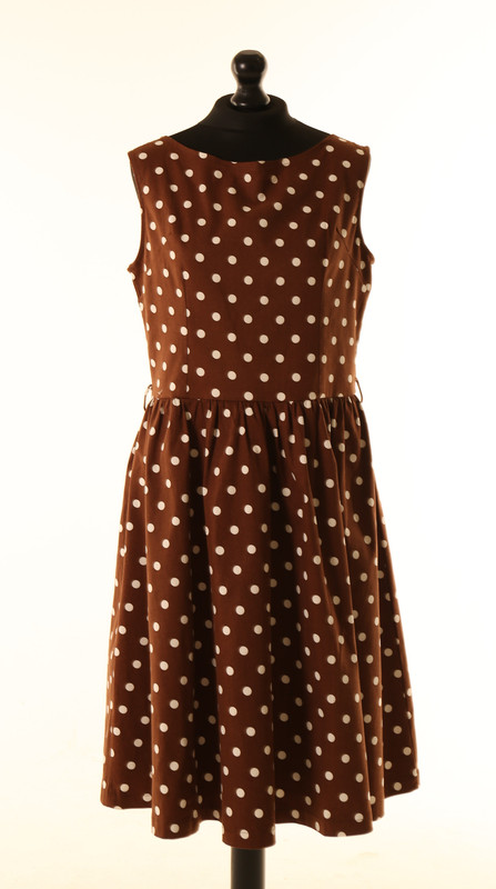 Brown Spotty Lindy Bop Dress - Adult 14