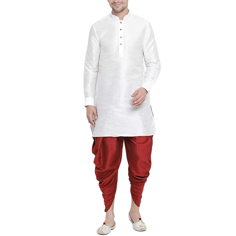 Men's Dhoti Kurta Pant Set Silk Blend Ethnic Kurta Pyjama For Wedding Wear Dress - Picture 23 of 24
