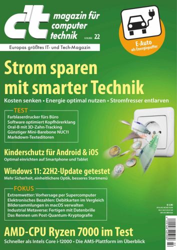 Cover: ct Magazin für Computertechnik No 22 vom 07  Oktober 2022
