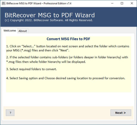 BitRecover MSG to PDF Wizard 7.4 BitRecover MSG to PDF Wizard 7.4