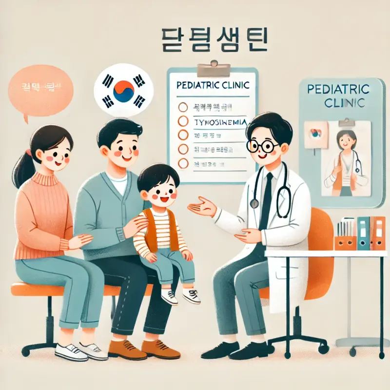 티로신혈증 치료 상담 - 병원에서 의사와 가족이 상담하는 장면 인포그래픽