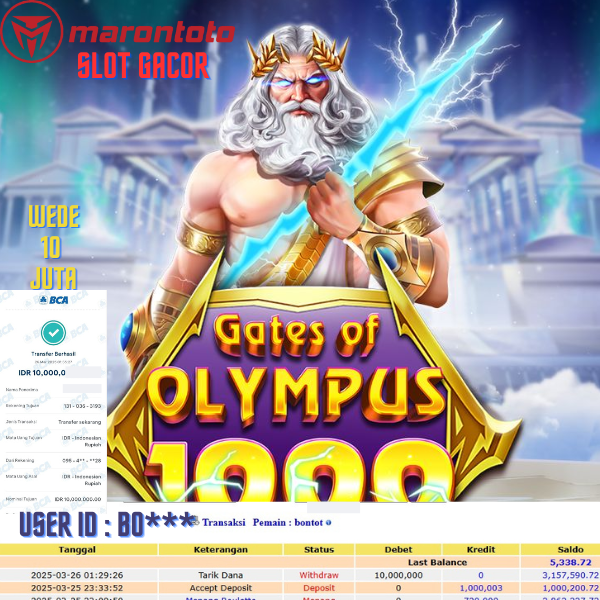 Bukti Kemenangan Member Marontoto Sebesar 10,000,000 JuTa