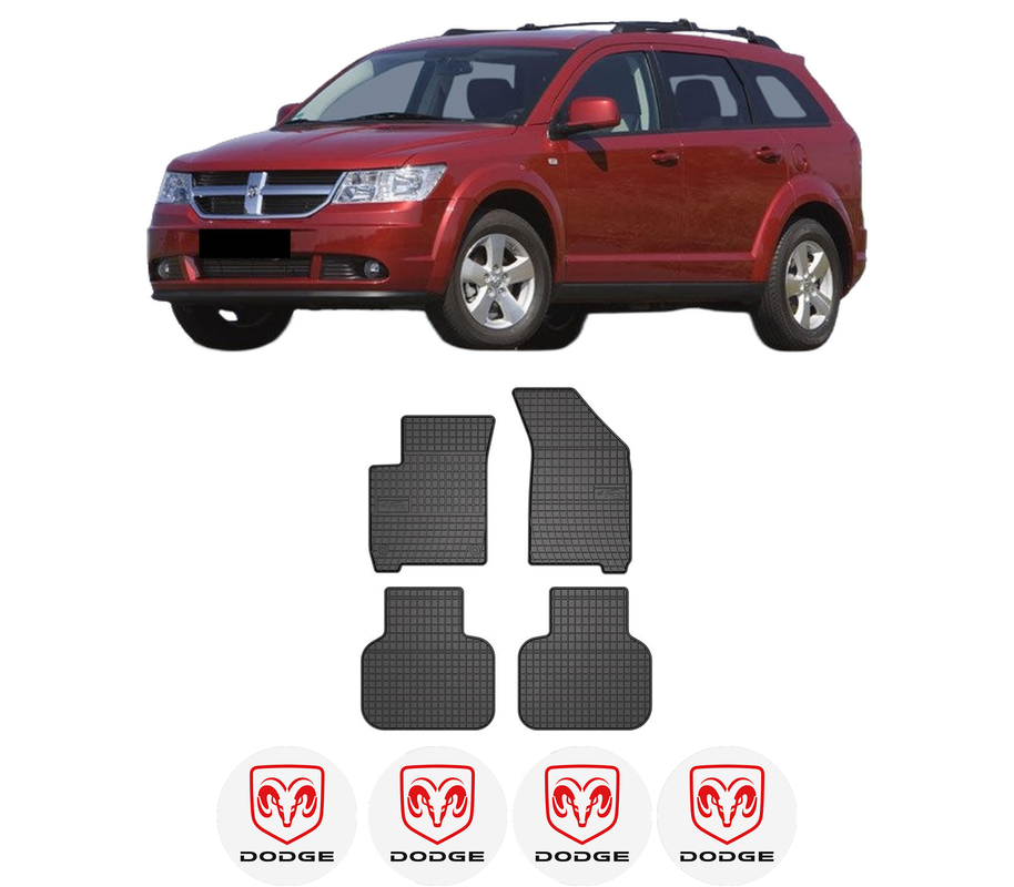 Set covorase presuri DODGE JOURNEY VAN (JC) din 2008-2012, auto, din cauciuc thermoplastic, 4 Stickere auto cu DODGE