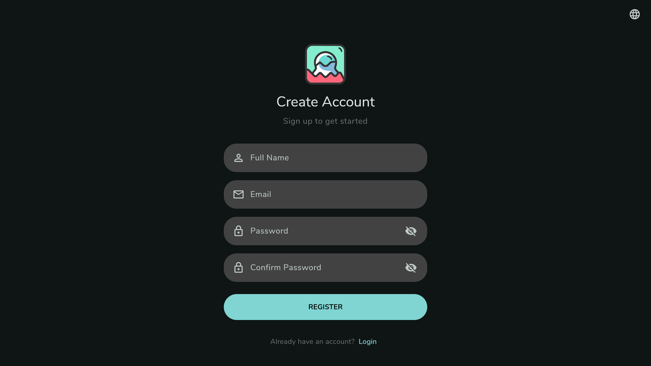 Register Screen (Dark)