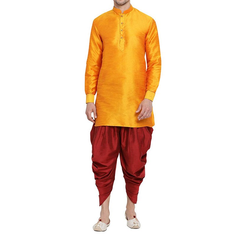 Men's Dhoti Kurta Pant Set Silk Blend Ethnic Kurta Pyjama For Wedding Wear Dress - Picture 15 of 24