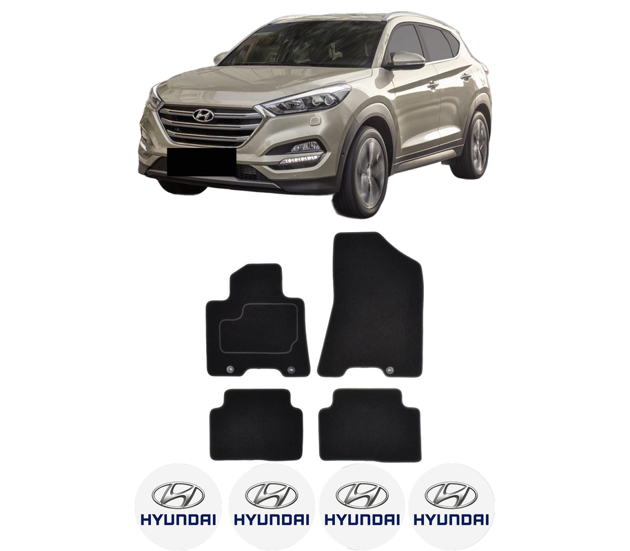 Set Covorase Presuri HYUNDAI TUCSON (TL, TLE) din 2015-2023, Auto, Material Textil Mocheta, 4 Stickere auto cu HYUNDAI