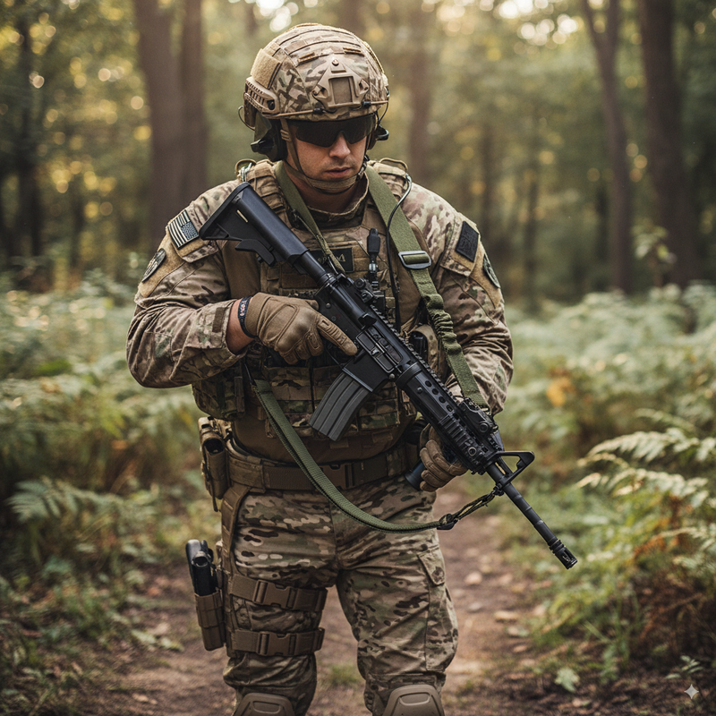 Tactical two-point gun sling in PP webbing adjustable 124-168cm