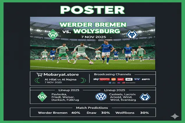 بريمن الخالي من الهزائم يستقبل فولفسبورغ الجريح Werder Bremen vs. Wolfsburg