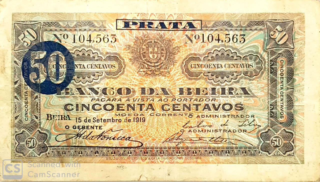 Nota 50 Cincoenta Centavos Banco da Beira 1919_2