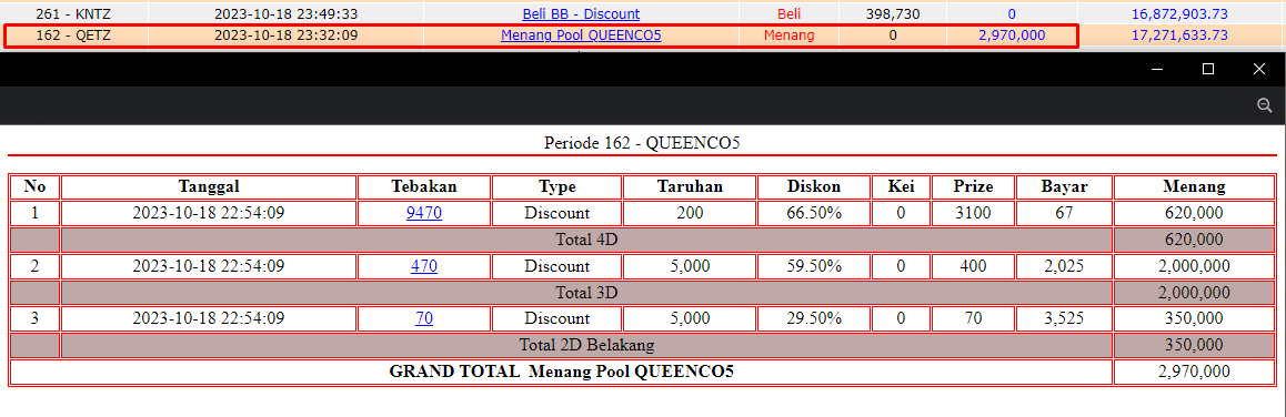 Bukti JP togel hari ini