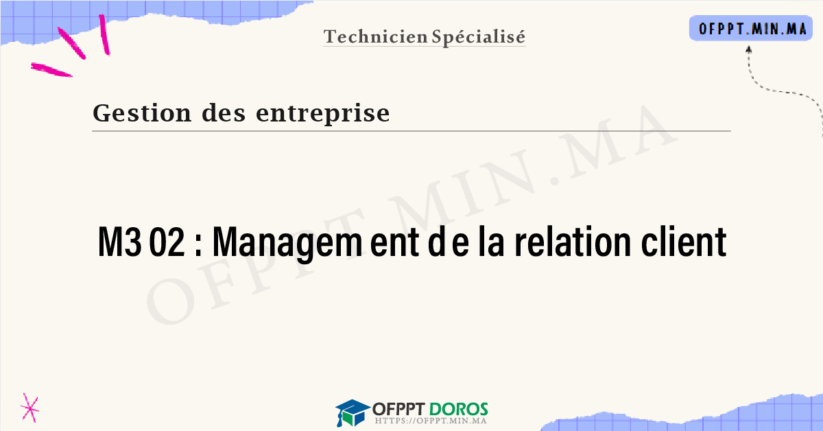 Sommaire détaillé du cours Management de la relation client M302 OFPPT - Structure du module