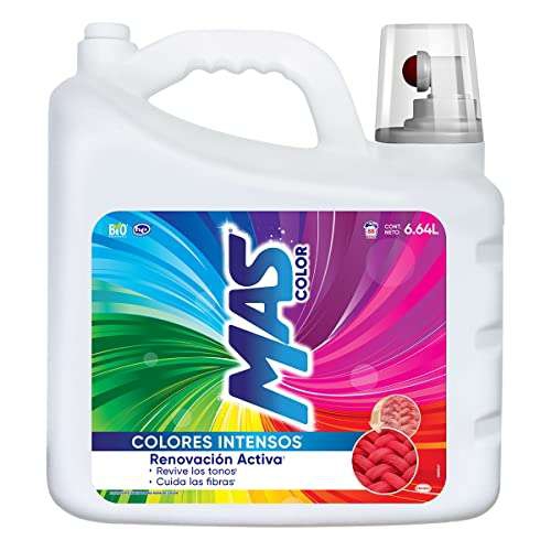Amazon Planea y Ahorra: MAS Color - Colores Intensos 6.64L Detergente Líquido para Cuidar el Color de la Ropa (88 cargas)