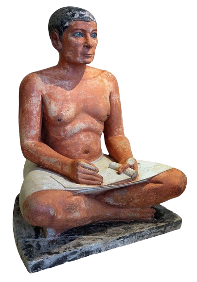 A photo of the piece being discussed in this passage: Seated Scribe
