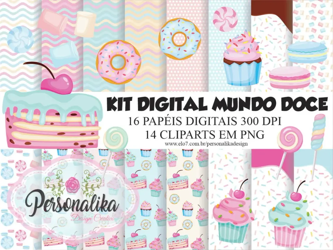 Kit Digital Mundo Doce - Personalika