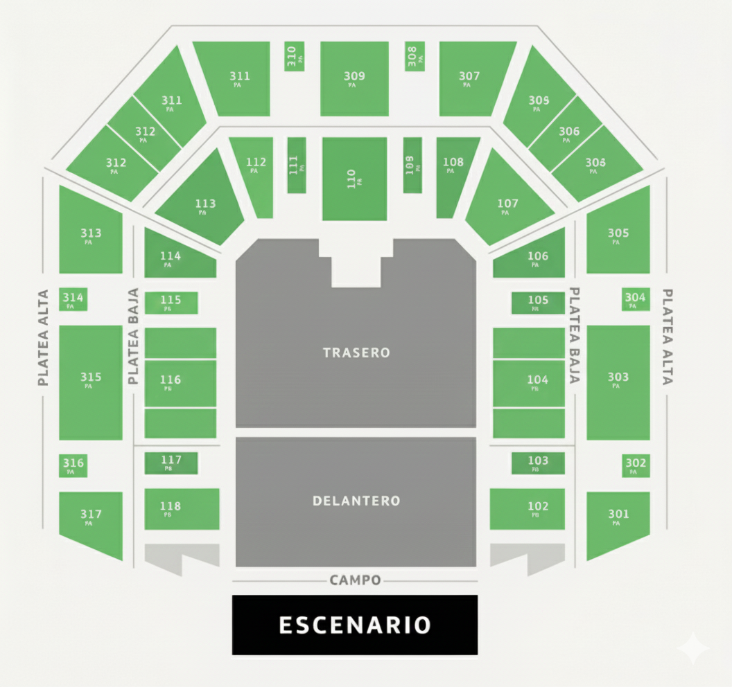 Mapa del estadio con precios