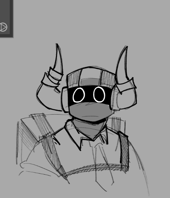 Boombox staring blanky, looking slightly away from the 'camera.'