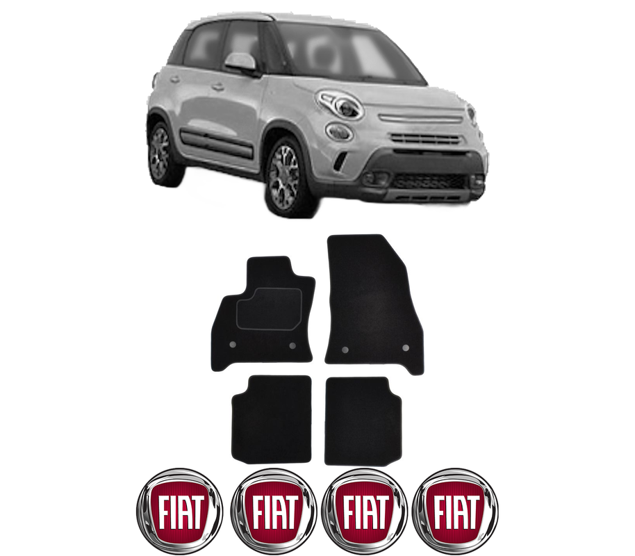 Set Covorase Presuri FIAT 500L (351_, 352_) din 2012-2018, Auto, Material Textil Mocheta, 4 Stickere auto cu FIAT
