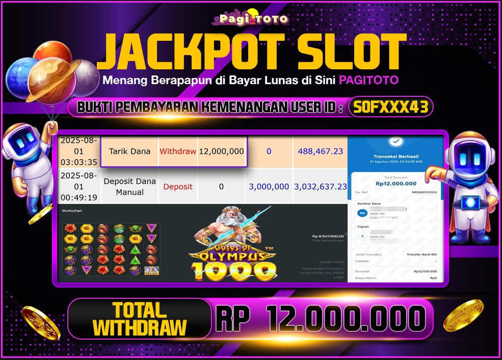 HAPPY JACKPOT MEMBER PAGITOTO SLOT GATES OF OLYMPUS 1000 Rp 12.000.000-, - LUNAS
