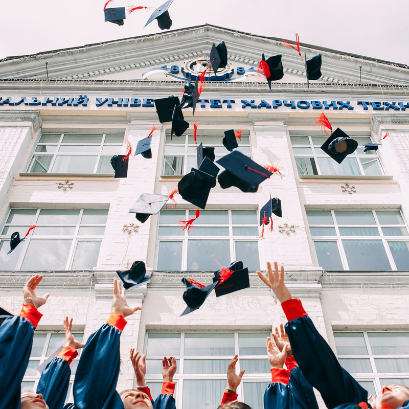 Students celebrating graduation