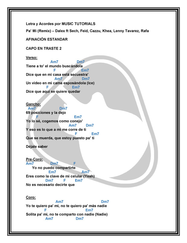 Cómo tocar Pa' Mi (Remix) de Dalex Ft Varios en Guitarra | Tutorial + PDF  GRATIS ⋆ Music Tutorials