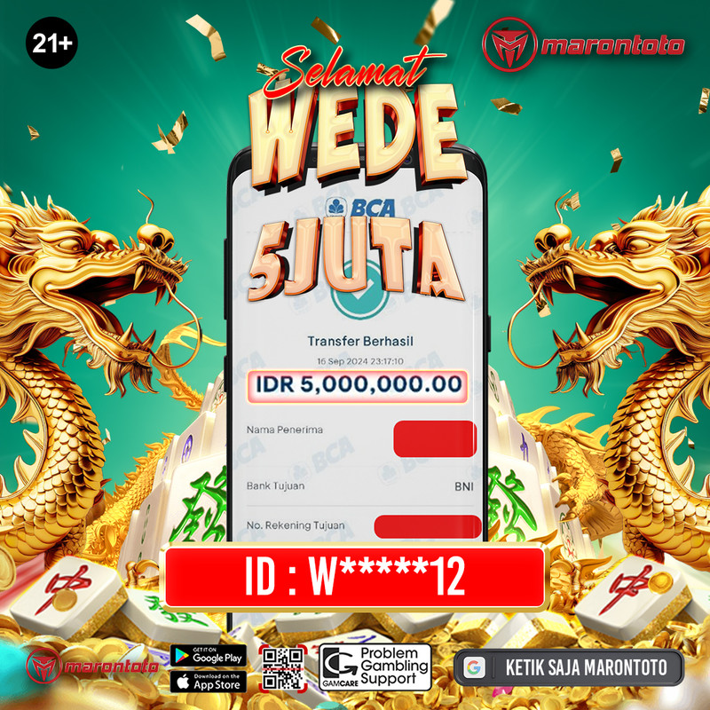 Bukti Kemenangan Member Marontoto Sebesar 5 JUTA